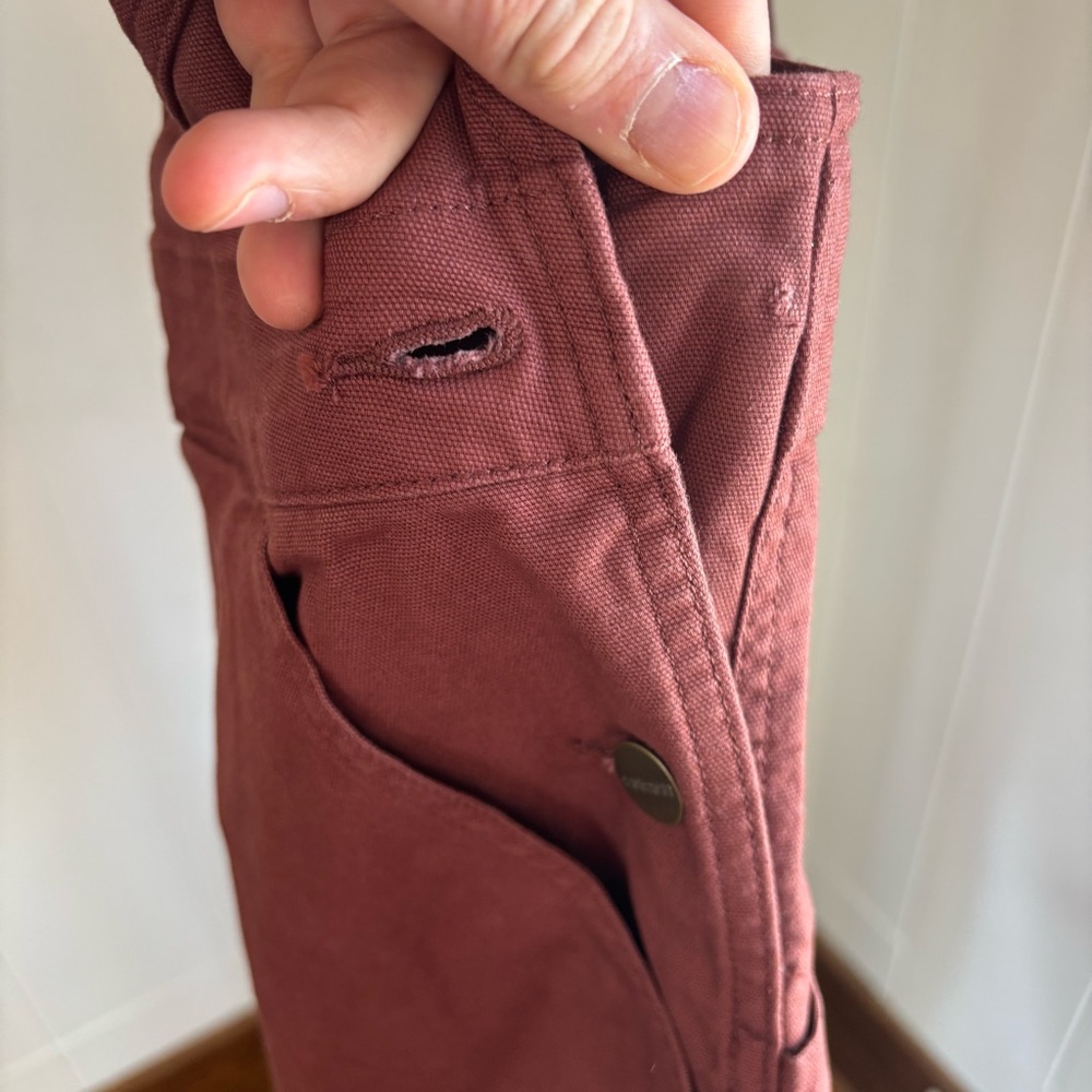 Carhartt NWT Women’s XS Rugged Flex Loose Fit Canvas Bib Overalls Maroon *NOTE - Picture 11 of 13